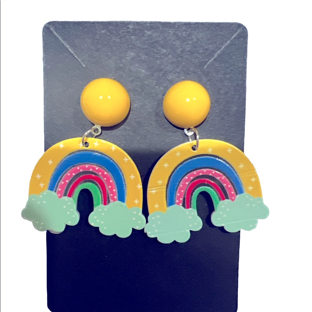 Rainbow earrings. Butterfly backing. Nickel free.Bundle to save shipping cost. - Picture 3 of 5